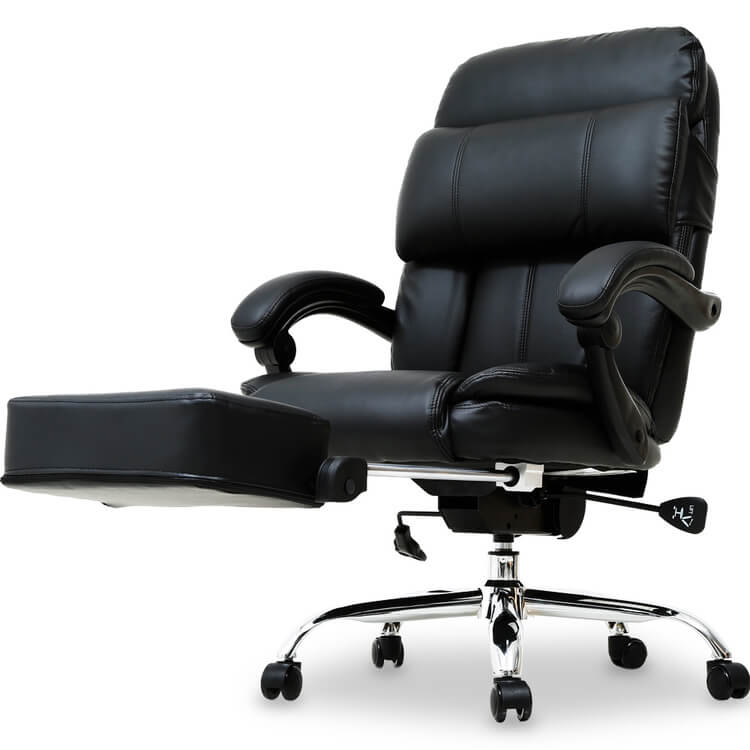Office chair with 170 degree reclining (high resilience) and retractable footrest. It's so relaxing, you can even take a nap.