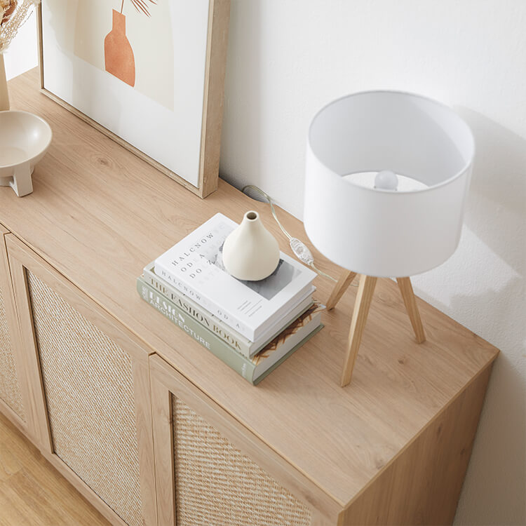 Cabinet Sideboard Storage Shelf Living Room Linen-like Natural