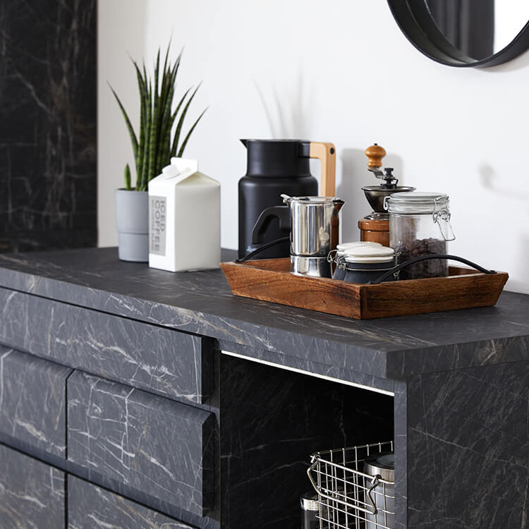 キッチンカウンター キッチンラック 食器棚 大理石柄 キッチンボード キッチン収納 スライド 国産 ストーン風