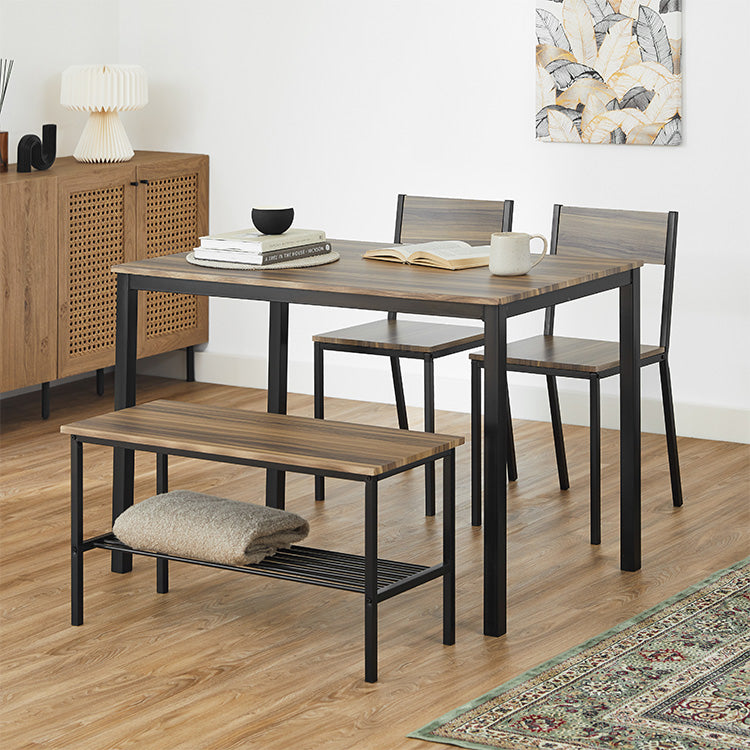 Dining table Dining table set Woodgrain Chair Bench Compact 4-seater