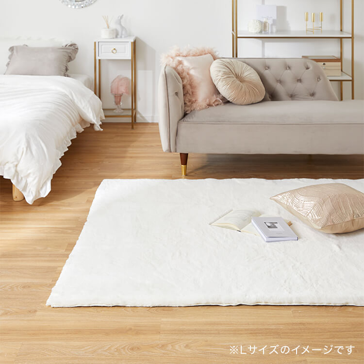Sサイズ ラグ ラグマット カーペット シャギーラグ フェイクラビットファー 絨毯 長方形 滑り止め付き