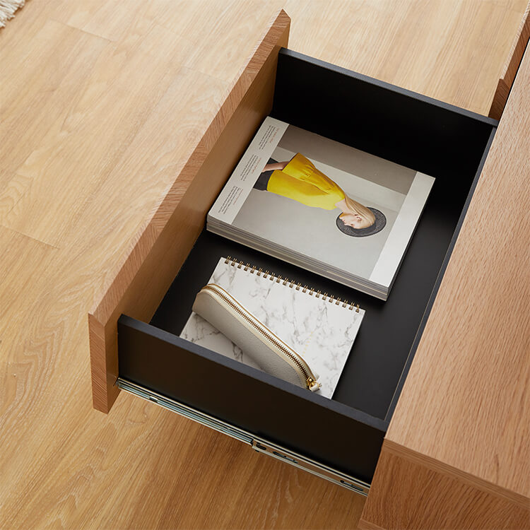 Wooden TV stand, herringbone pattern, made in Japan