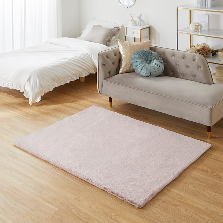 Sサイズ ラグ ラグマット カーペット シャギーラグ フェイクラビットファー 絨毯 長方形 滑り止め付き