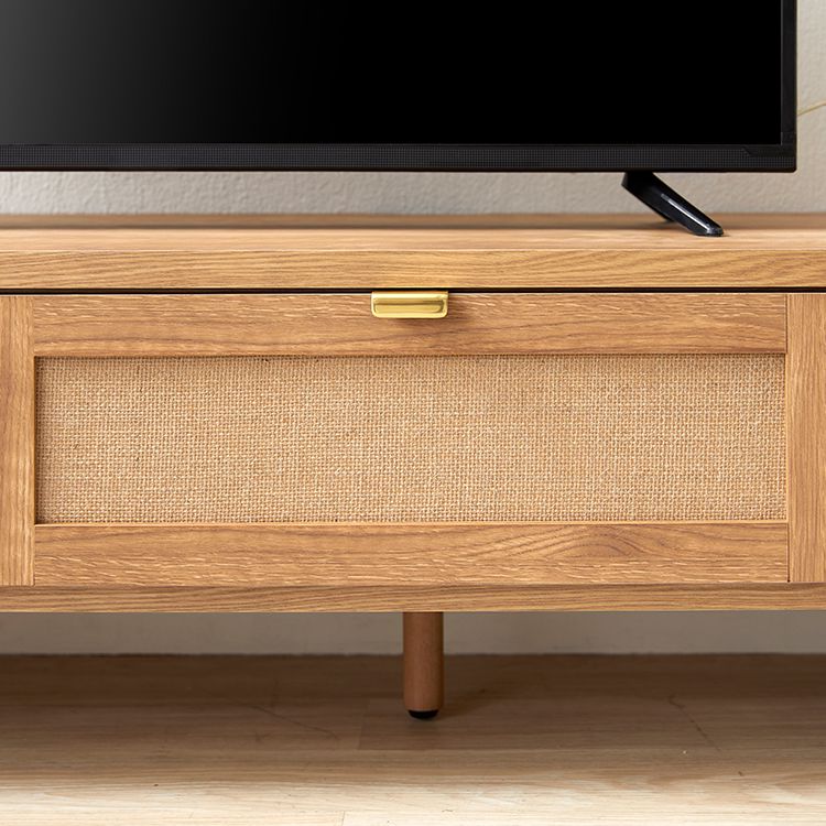 Japanese-made TV stand with flap doors and storage space, wooden legs