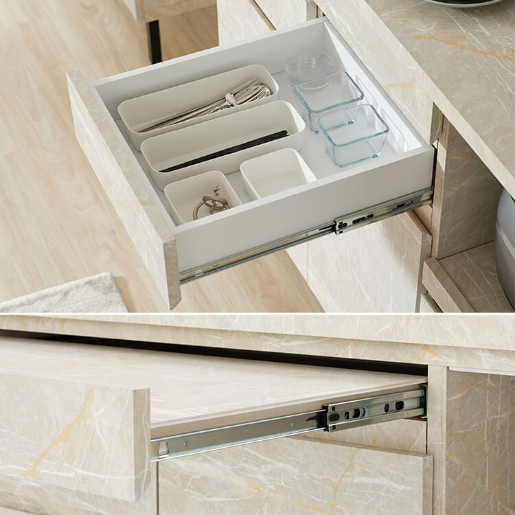 キッチンカウンター キッチンラック 食器棚 大理石柄 キッチンボード キッチン収納 スライド 国産 ストーン風