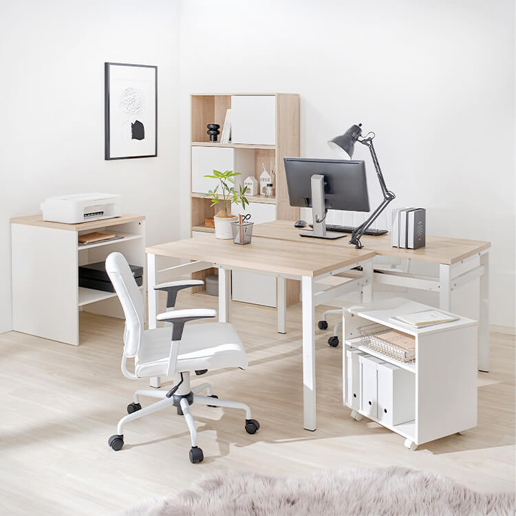 L-shaped desk with storage PC desk