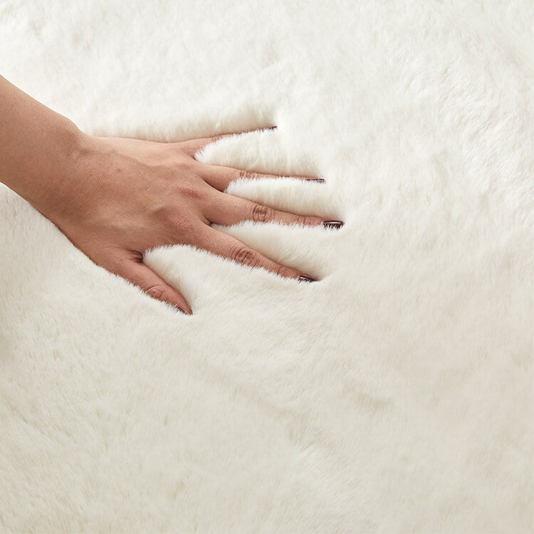 Sサイズ ラグ ラグマット カーペット シャギーラグ フェイクラビットファー 絨毯 長方形 滑り止め付き