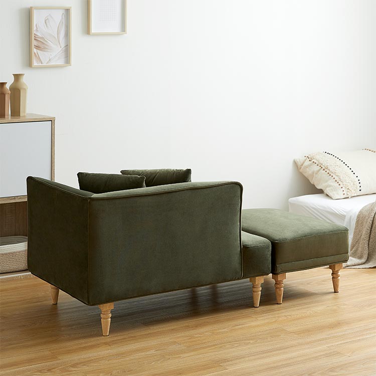 Compact size couch sofa with velvet finish