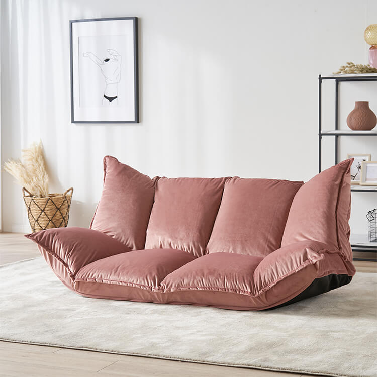 Velvet-like 2-seater reclining sofa