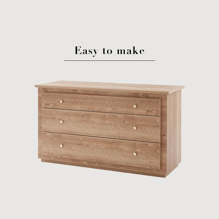 Chest of drawers Living room storage Wooden 3-drawer Clothes chest Low type Made in Japan