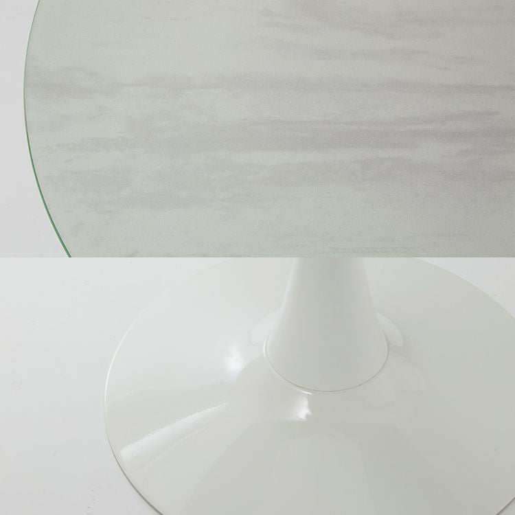 Marble-look round table with glass top, compact