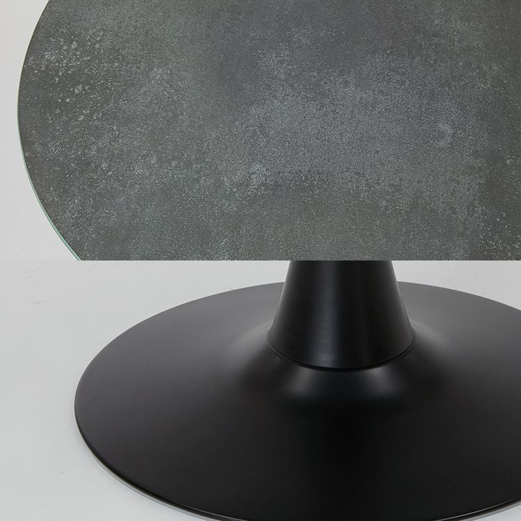 Marble-look round table with glass top, compact