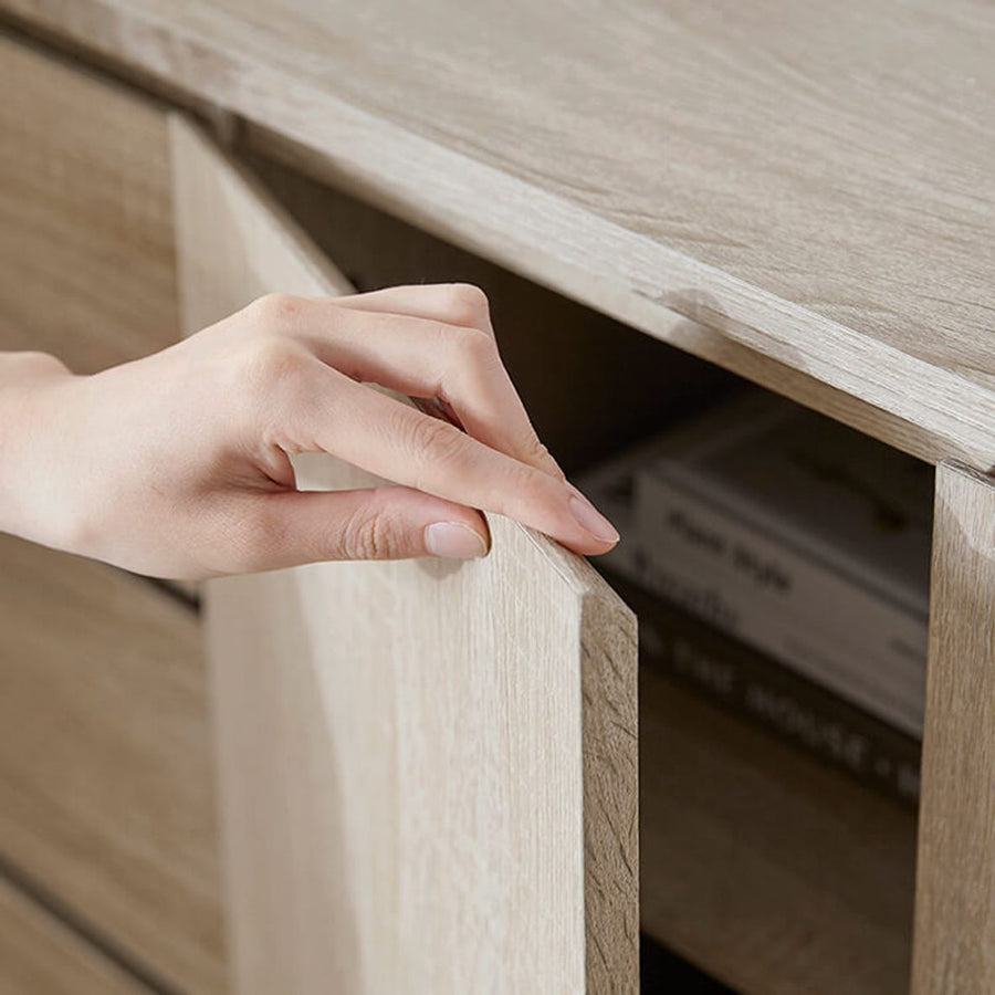 Cabinet Storage Sideboard Living Board Display Chest Wood Grain