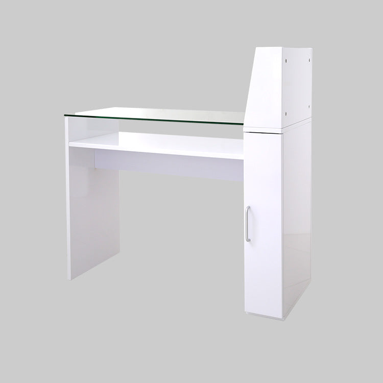 Nail desk with glass shelf, slim, glass top, wagon