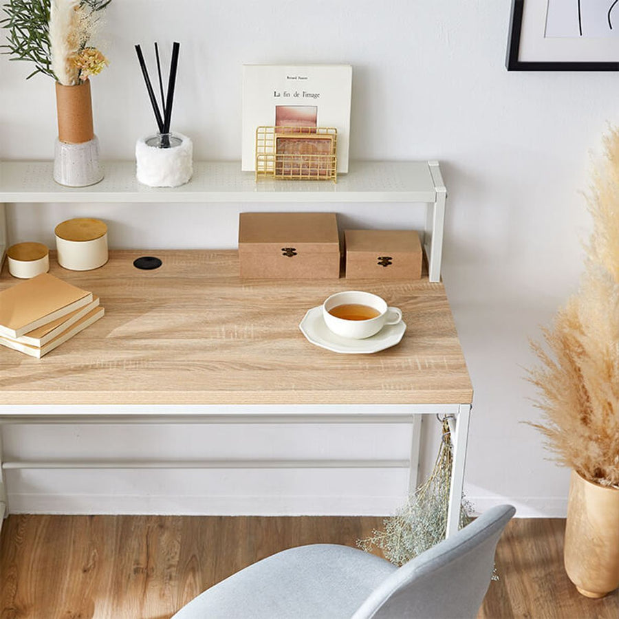 Computer desk, choose from 3 types, with bookshelf and storage