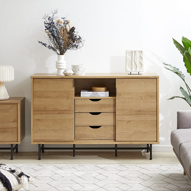 Cabinet Storage Shelf Wooden 3 Tier Open Rack