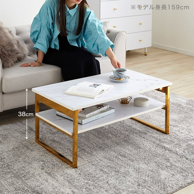 大理石柄リビングテーブル 折りたたみテーブル