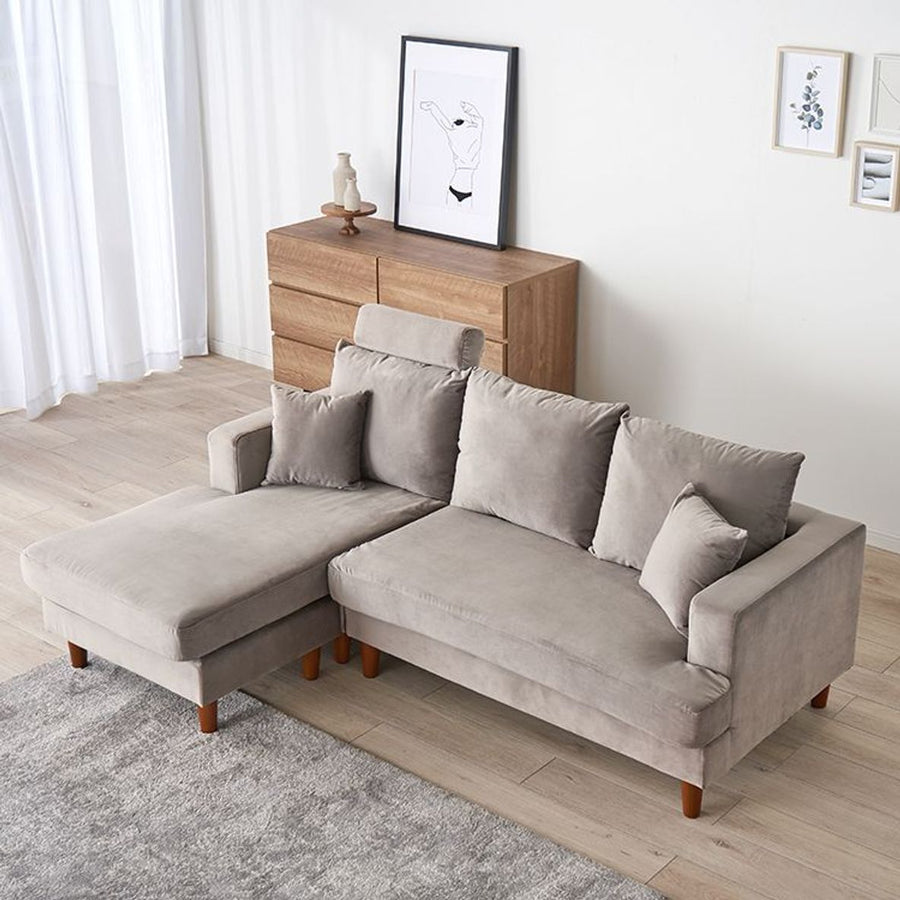 Velvet-like 3-seater couch sofa High-back sofa
