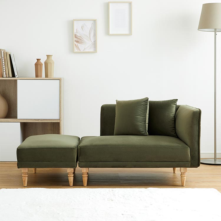 Compact size couch sofa with velvet finish