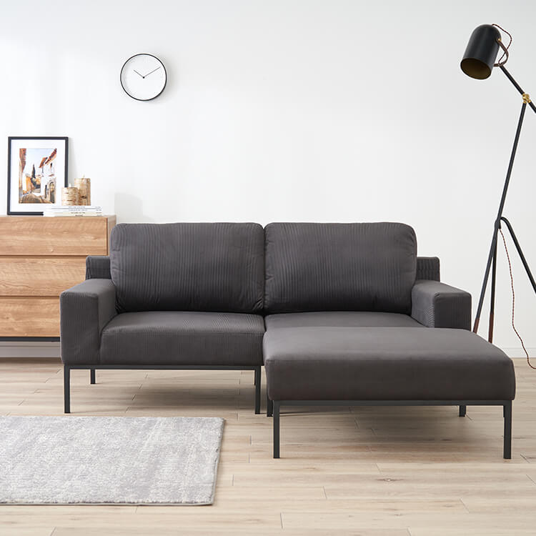 Velvet-like couch sofa, dark grey