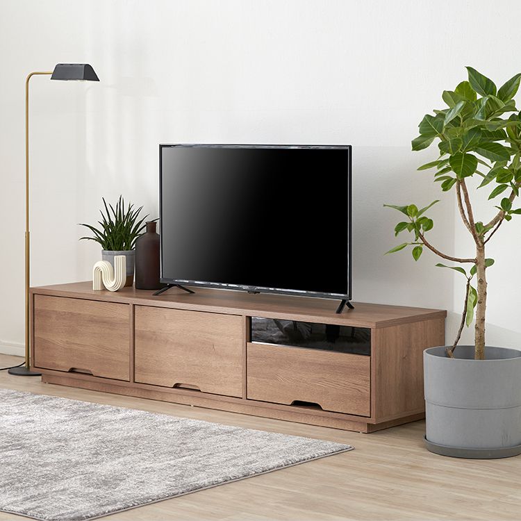 Wood grain TV stand with large storage capacity