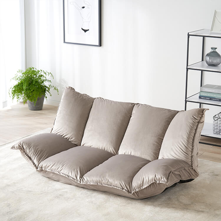 Velvet-like 2-seater reclining sofa
