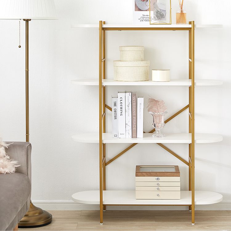 Stylish white and gold open shelf with 4 shelves