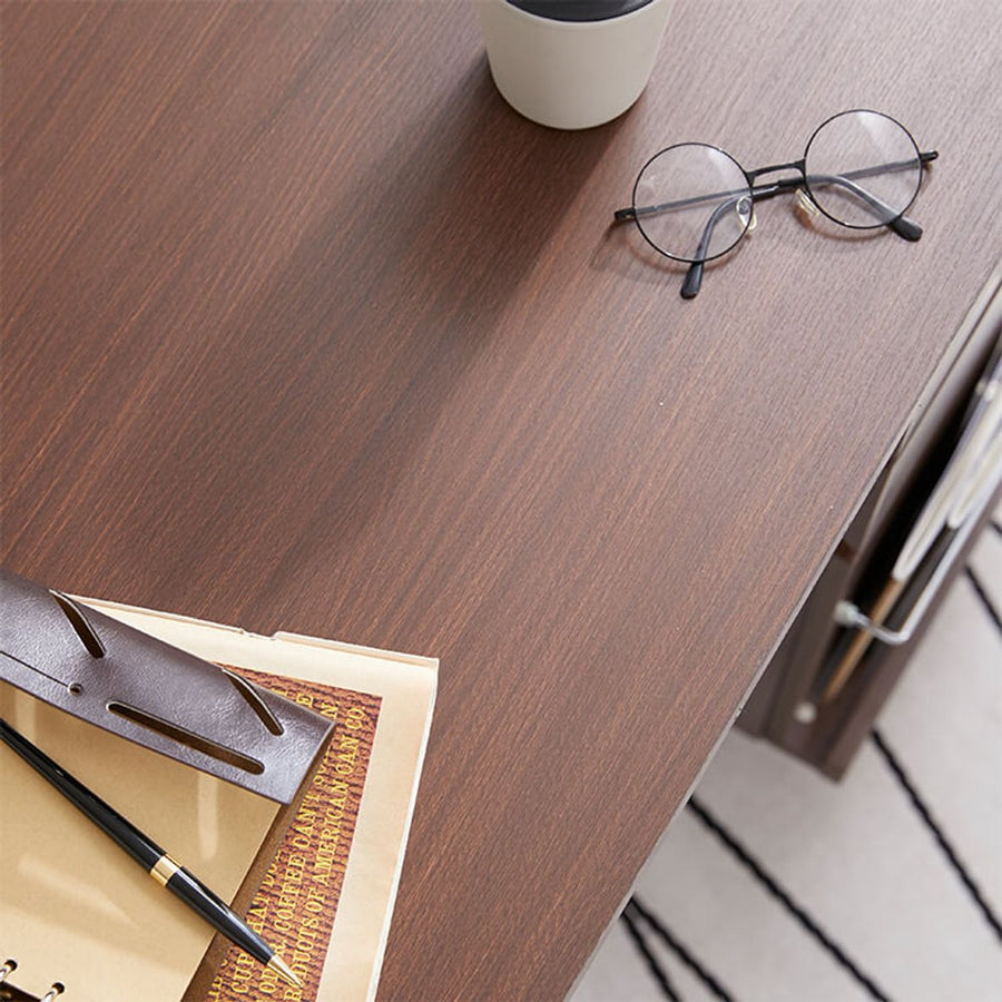 Computer desk with integrated storage for A4 size documents