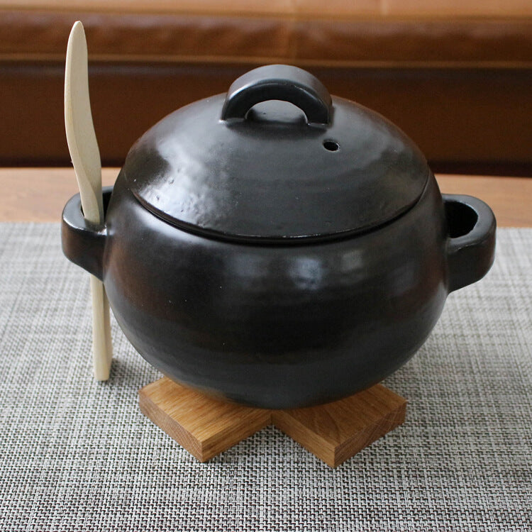 萬古焼 ごはん鍋 三合炊き 竹しゃもじ付