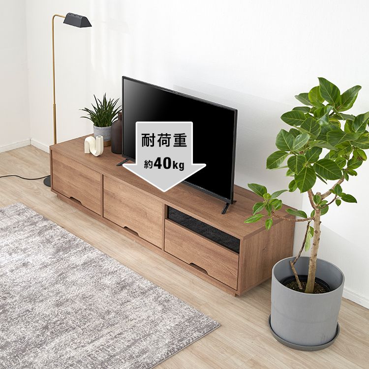 Wood grain TV stand with large storage capacity