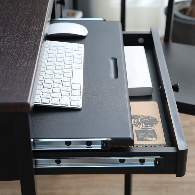 Compact desk with drawer, glass top, nail desk