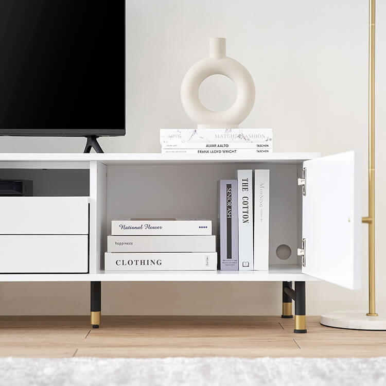 TV stand white x gold