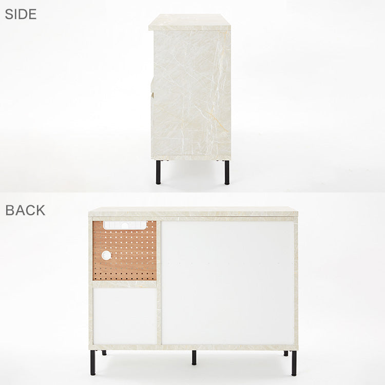 キッチンカウンター キッチンラック 食器棚 大理石柄 キッチンボード キッチン収納 スライド 国産 ストーン風