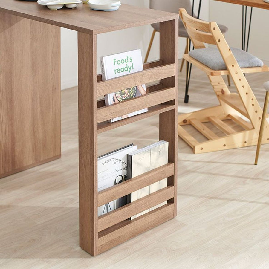 伸縮式キッチンカウンター 食器棚 木目調