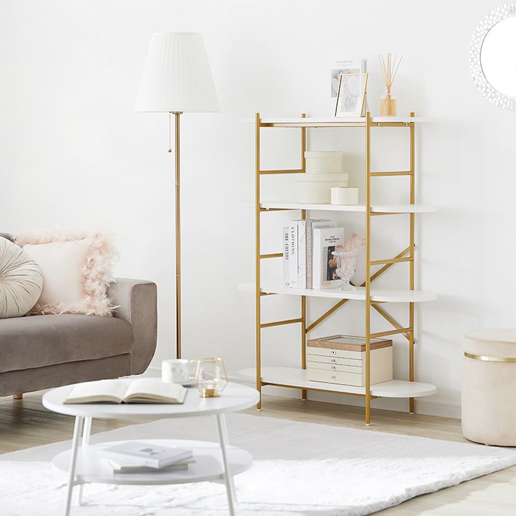 Stylish white and gold open shelf with 4 shelves