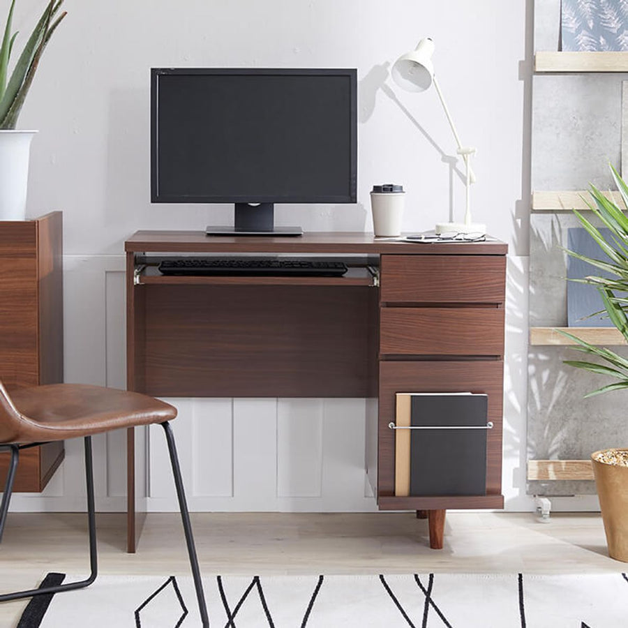 Computer desk with integrated storage for A4 size documents