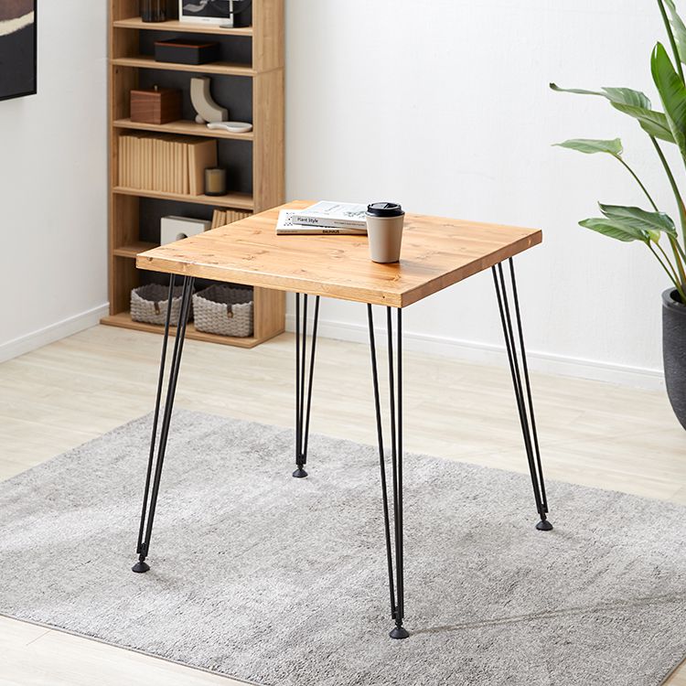 Wooden dining table, square, solid wood, steel legs