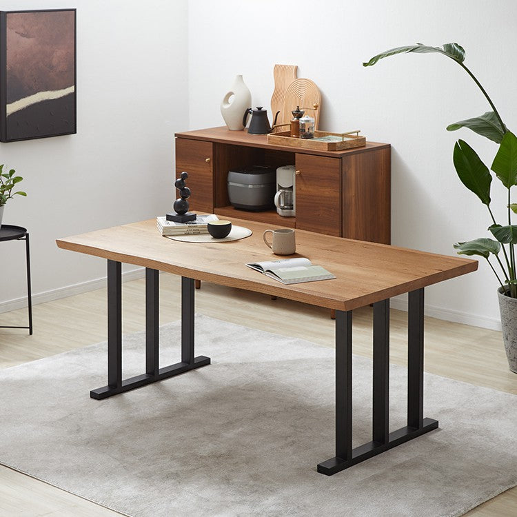 ダイニングテーブル 4人掛け スチール脚 一部無垢材使用 [幅160cm]