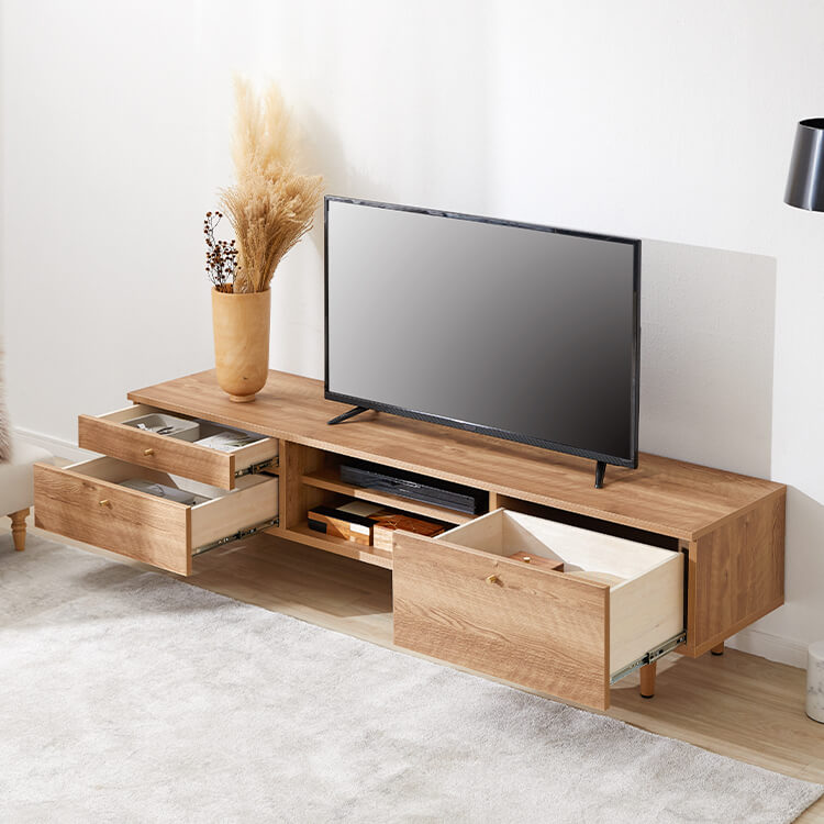 Wood-grain TV stand, brass, wooden legs, made in Japan [width 180]