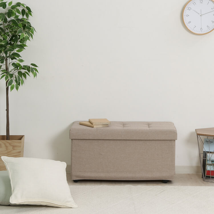 Bench storage, folding, beige/charcoal