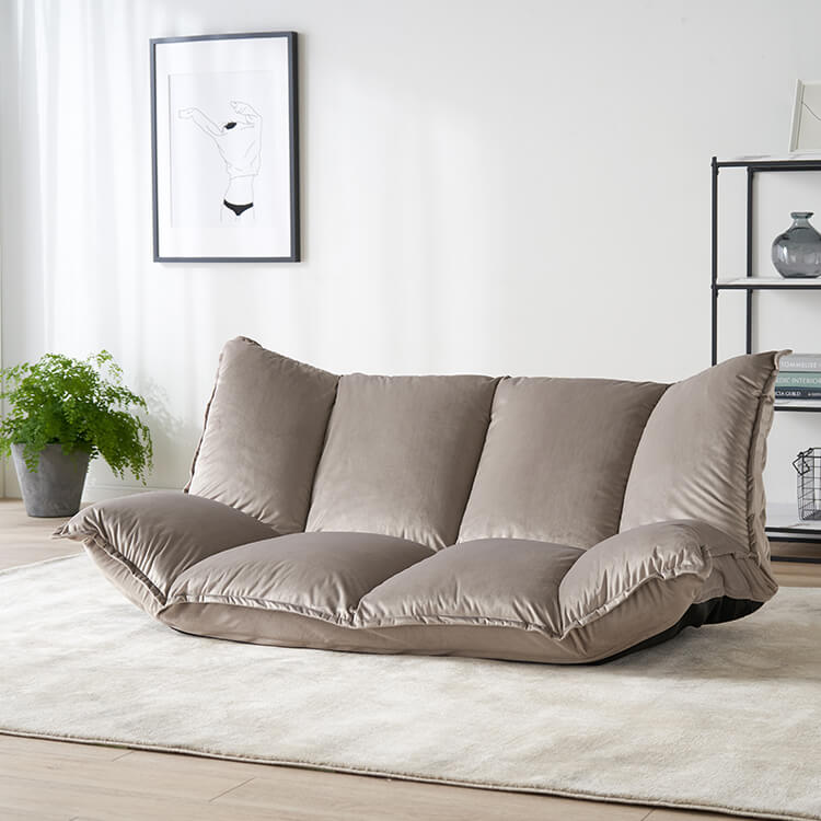 Velvet-like 2-seater reclining sofa