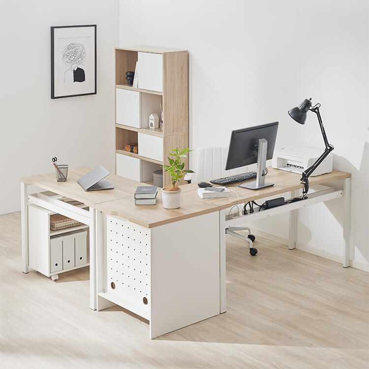 L-shaped desk with storage PC desk