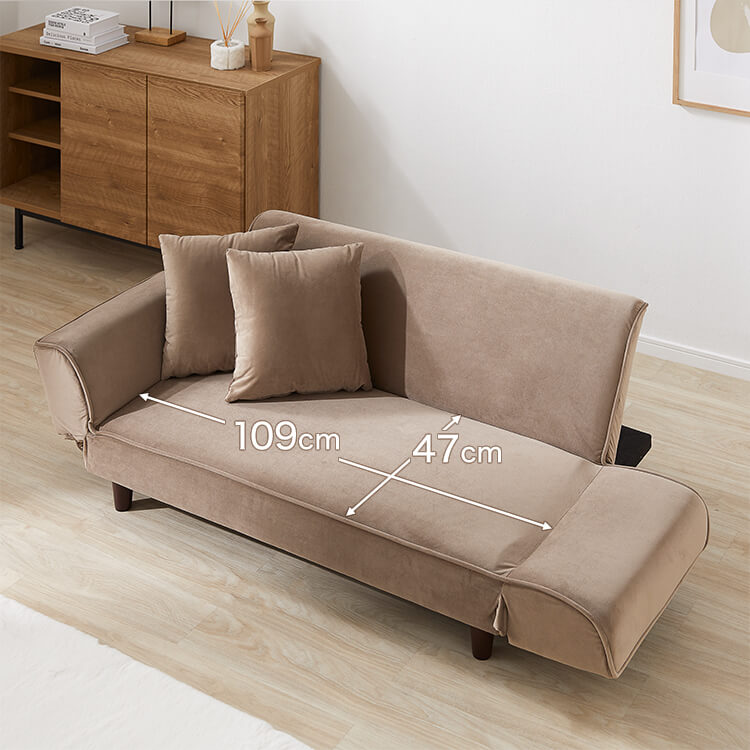 ベルベット調 2人掛けコンパクトソファ