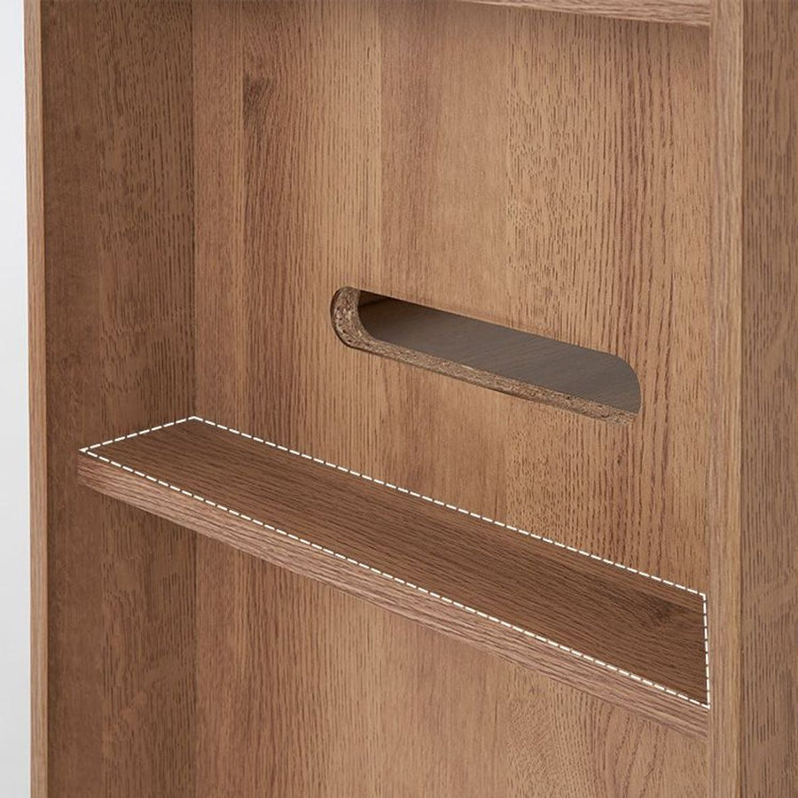 伸縮式キッチンカウンター 食器棚 木目調