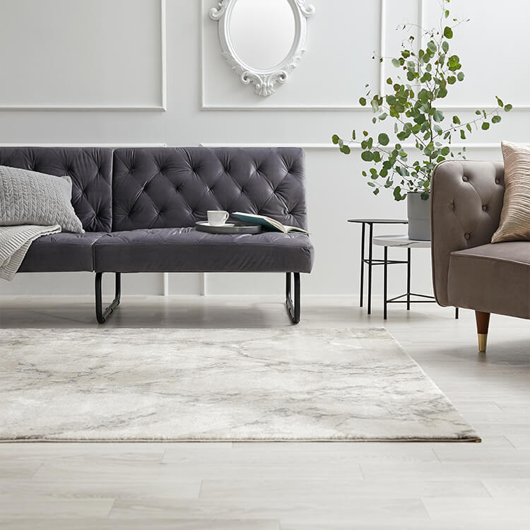 Medium size rectangular rug, suitable for use with heated carpets and underfloor heating, Wilton weave, made in Belgium