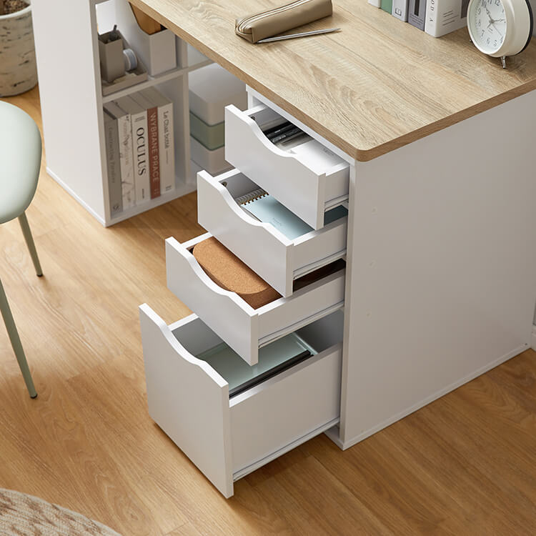 ツインデスク 2人用学習机 組み換え自由 木目調