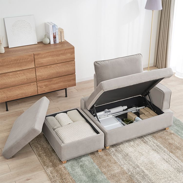 Velvet-like 2-seater couch with storage