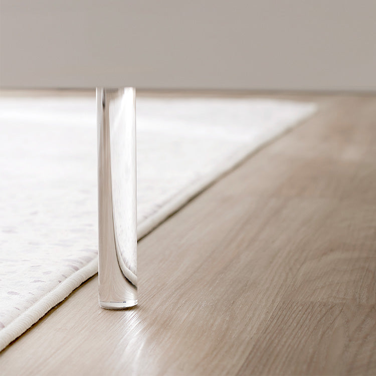 Low TV stand, semi-finished product, clear legs, cord storage, slide storage