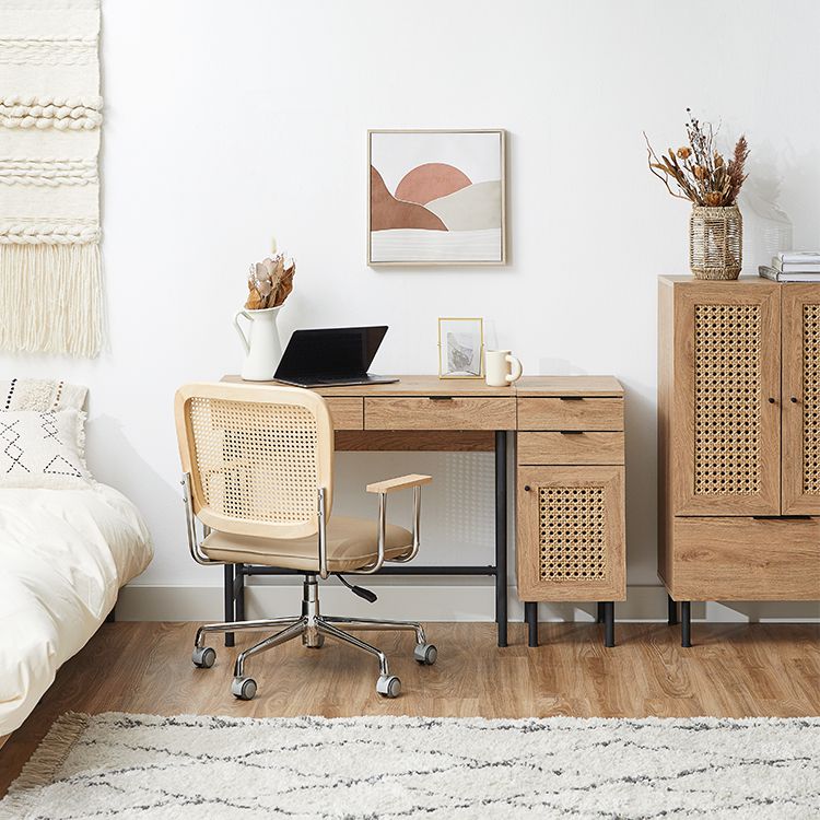 Rattan style console desk