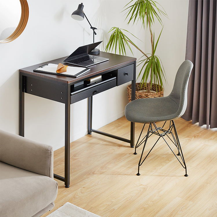 Compact desk with drawer, glass top, nail desk